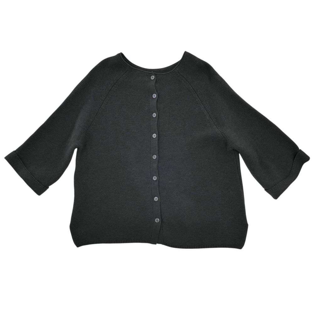 Poetry Sz 18 Sweater Cotton Crew Neck 3/4 Sleeve Gray Lagenlook Minimalist
